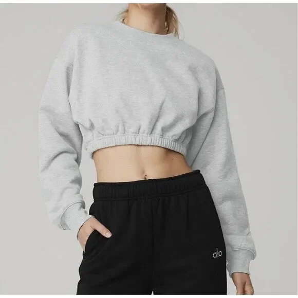 Alo XS Devotion Pullover Fleece Crop Top - Picture 1 of 6